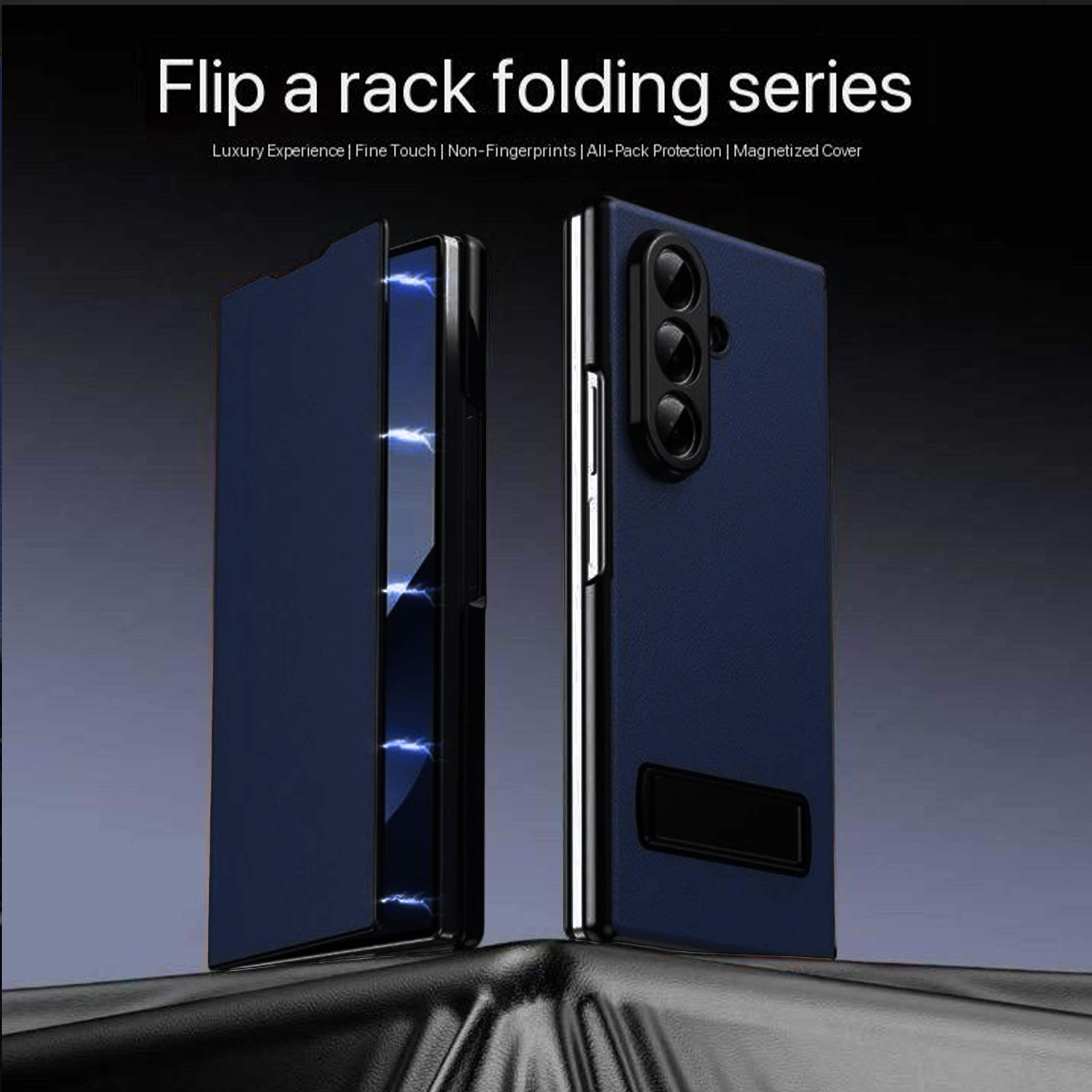 Samsung Galaxy Fold Series Flip Cover With Kickstand Electroplated Pu Leather Flip