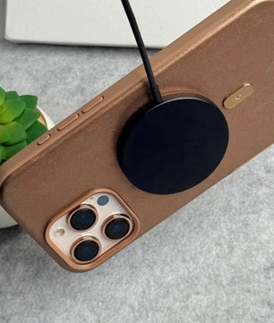 iPhone Leather Metal Magsafe Ring Case
