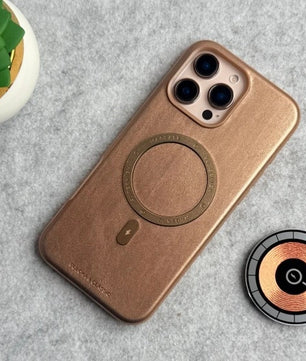 iPhone Leather Metal Magsafe Ring Case