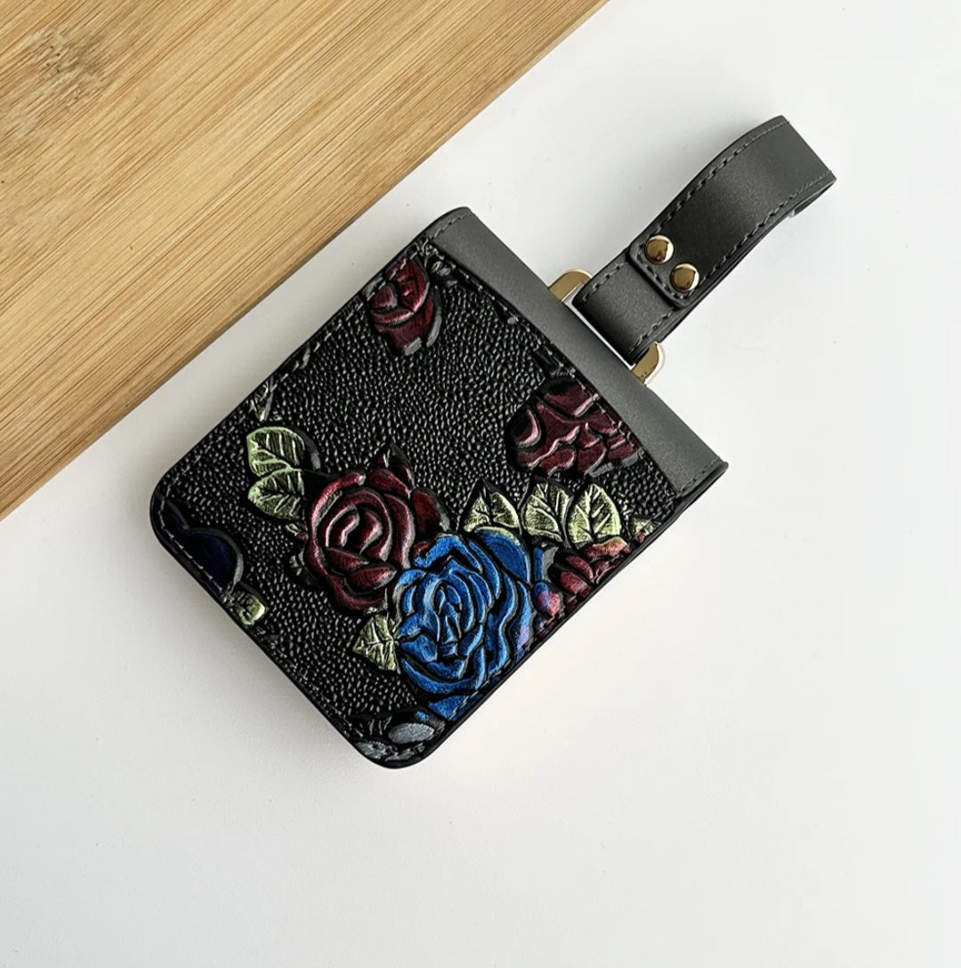 Samsung Galaxy Z Flip Floral Leather Design Case