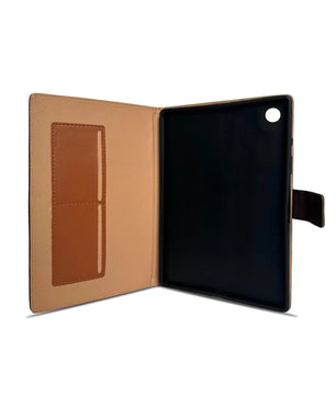 samsung-a8-flip-case-tablet-brown-open