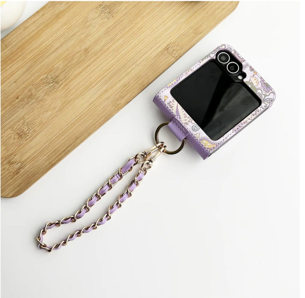 samsung-galaxy-z-flip-floral-printed-leather-case-purple-front-1