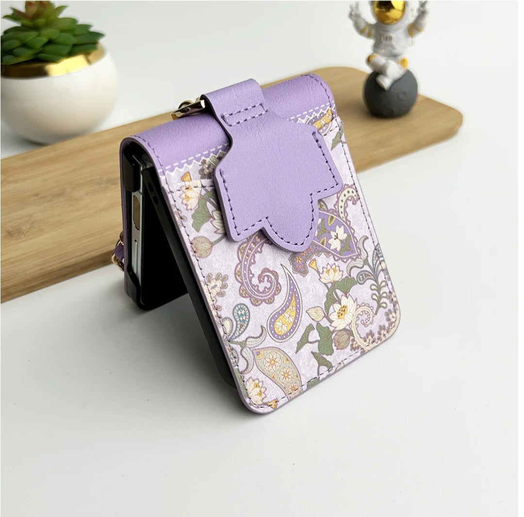 samsung-galaxy-z-flip-floral-printed-leather-case-purple