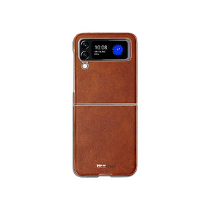 samsung-z-flip-chrome-leather-case-brown