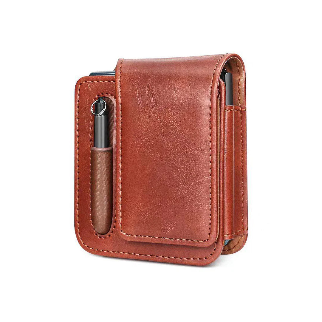 samsung-zflip-pouch-with-pen-slot-brown