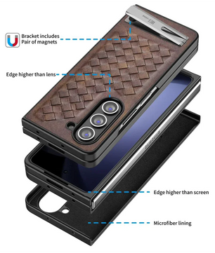 samsung-zfold-alloy-bracket-woven-leather-case-brown-edge-feature