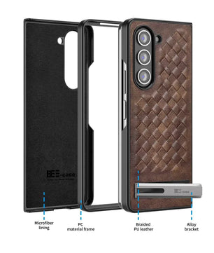 samsung-zfold-alloy-bracket-woven-leather-case-brown-product-disassembly